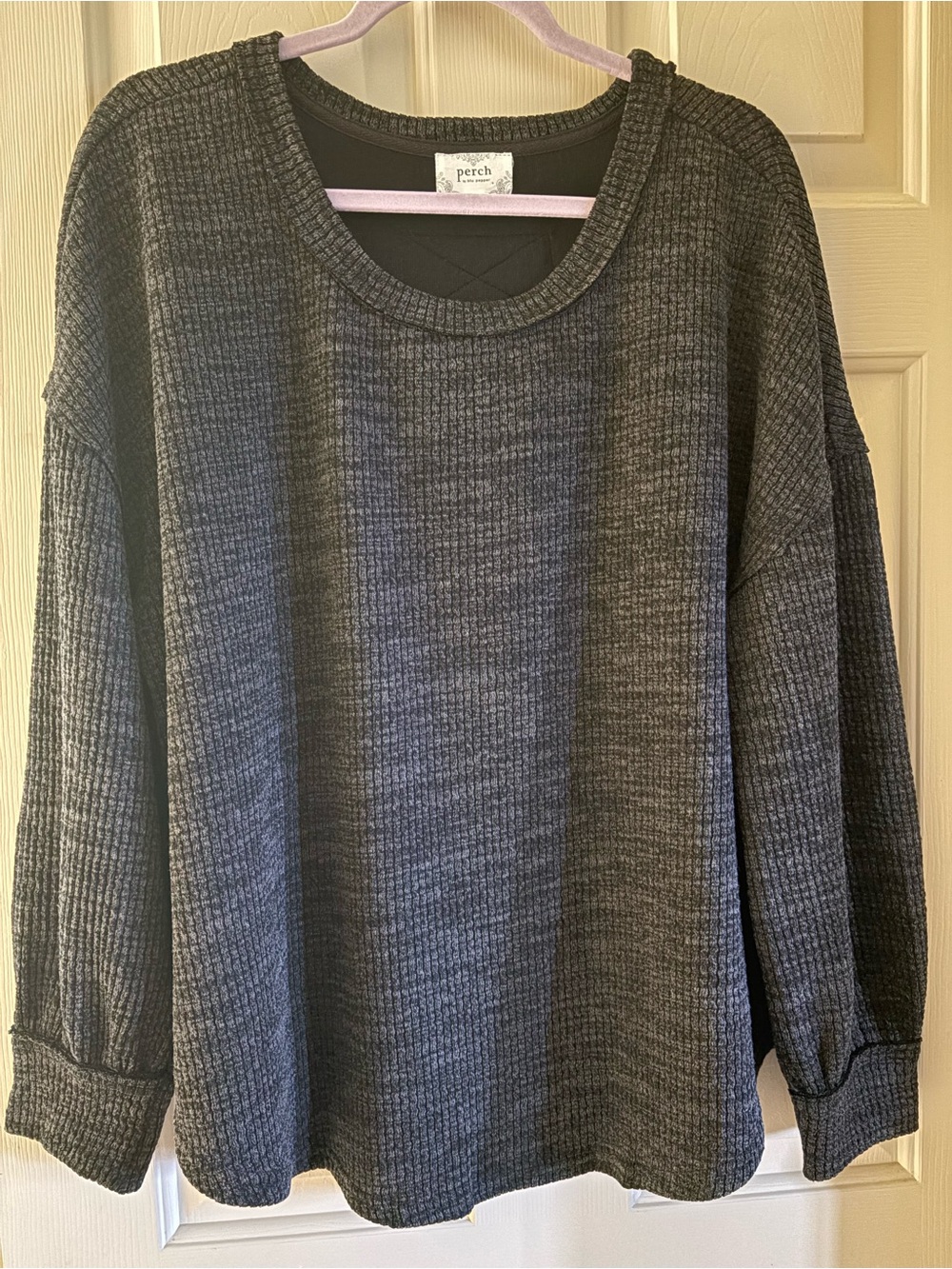 Perch by Blu Pepper Size 1x Grey Waffle Knit Pullover Top, NWOT